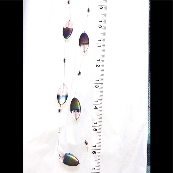 Hand Crafted Lavender Pink Rainbow Glass Illusion Necklace - Picture 9 of 12